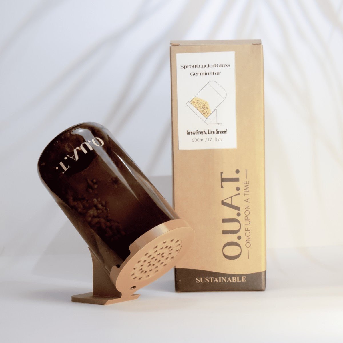 Sproutcycled Glass Germinator Sprouting Jar For Seeds And Grains – Glasses & Tumblers on Brown Living™. SKU: OSP2. Img 1.