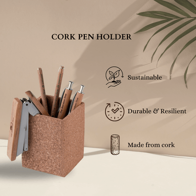 Square Cork Stand | Eco Friendly Natural Cork Coaster | Heat Resistant – Desk Organizers on Brown Living™. SKU: TBB-CS-01-BL. Img 2.