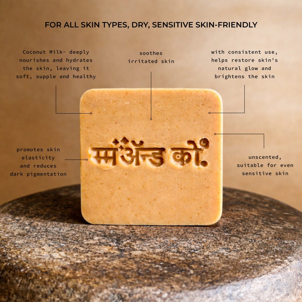 Srigandha Sandalwood Coconut Milk Cold Process Soap – Body Soap on Brown Living™. SKU: CB01. Img 2.