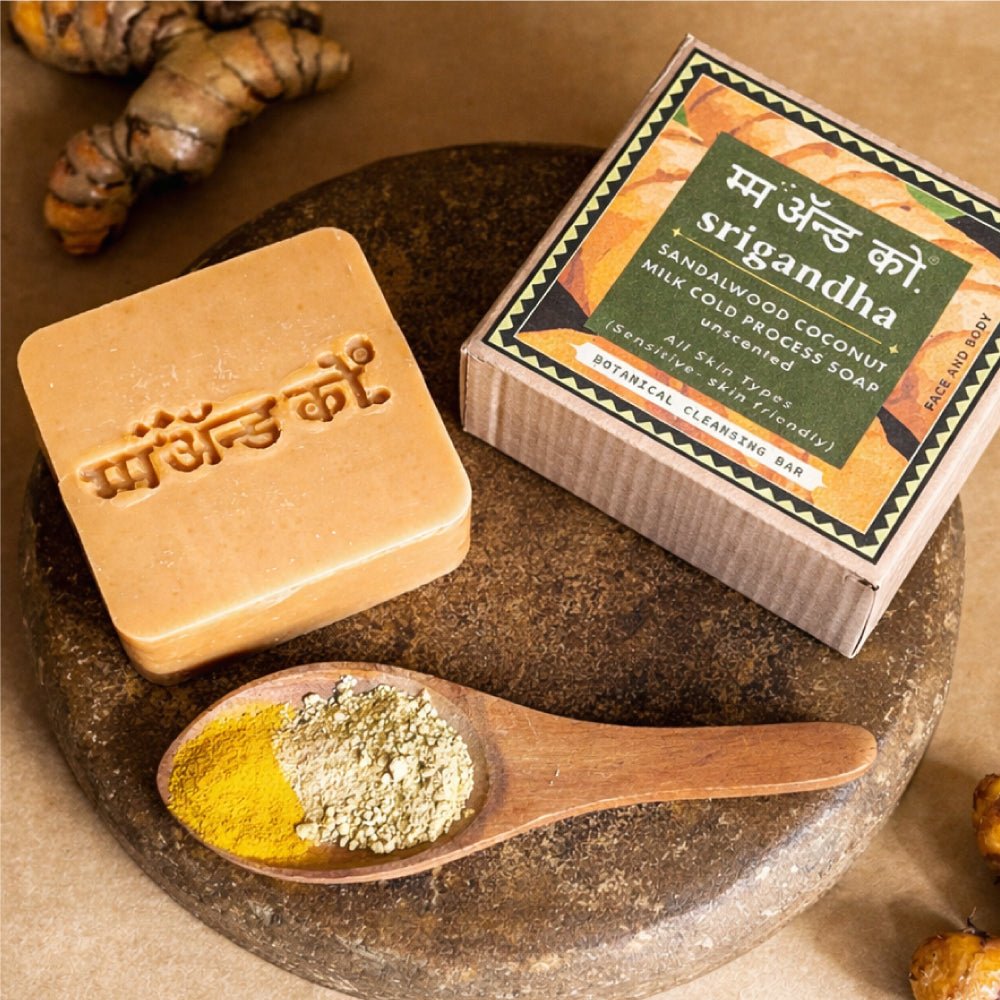 Srigandha Sandalwood Coconut Milk Cold Process Soap – Body Soap on Brown Living™. SKU: CB01. Img 1.