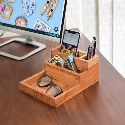 Staircase Organizer in Acacia Wood | Verified Sustainable by Brown Living™