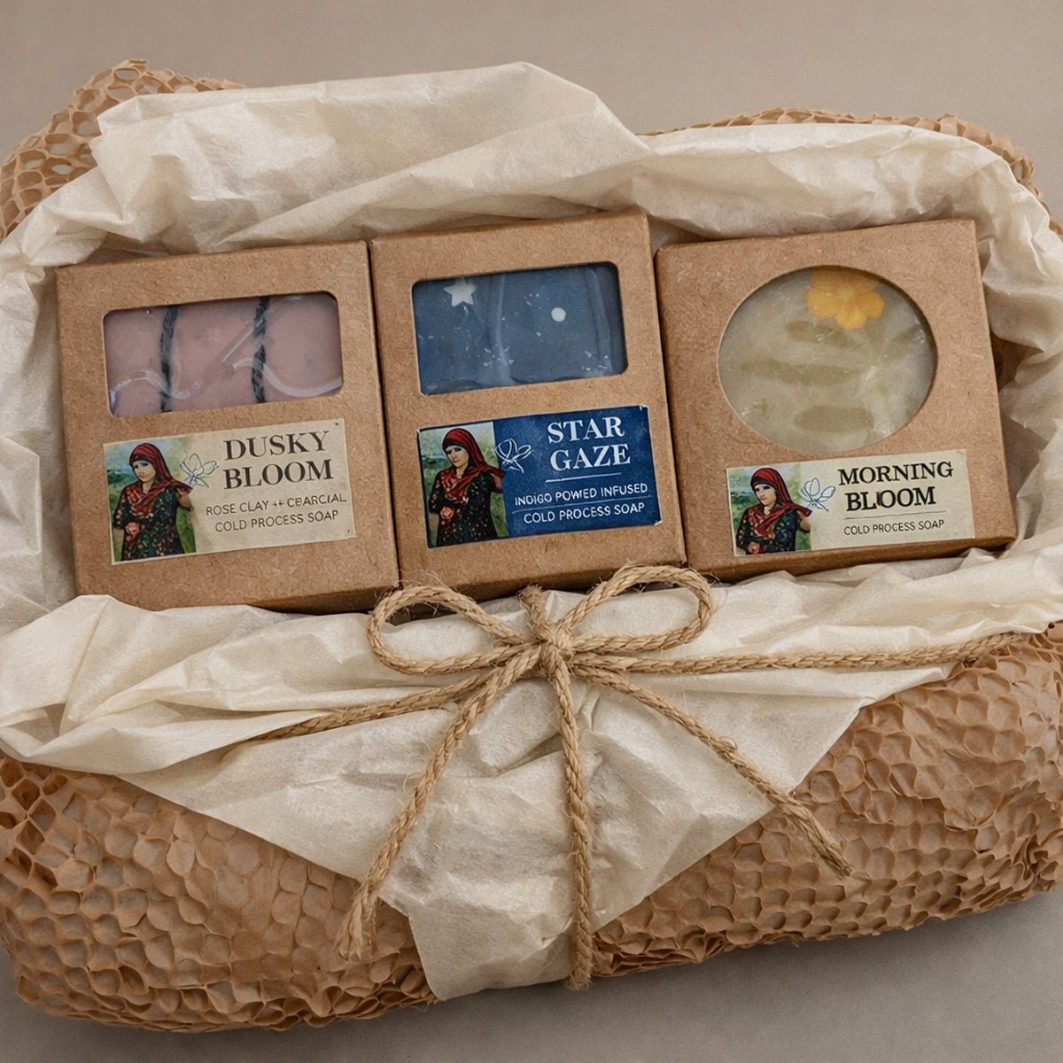 Star Gaze, Dusky Bloom & Morning Blossom Soap Set Pack Of 3 – Body Soap on Brown Living™. SKU: LN-SET-SGDBMB-01. Img 1.