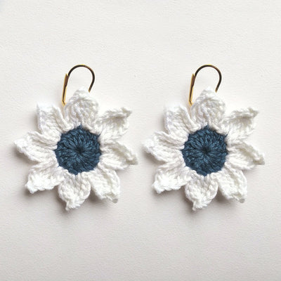 Star Hand Crochet – Turquoise – Womens Earrings on Brown Living™. SKU: WTESTAR2. Img 1.