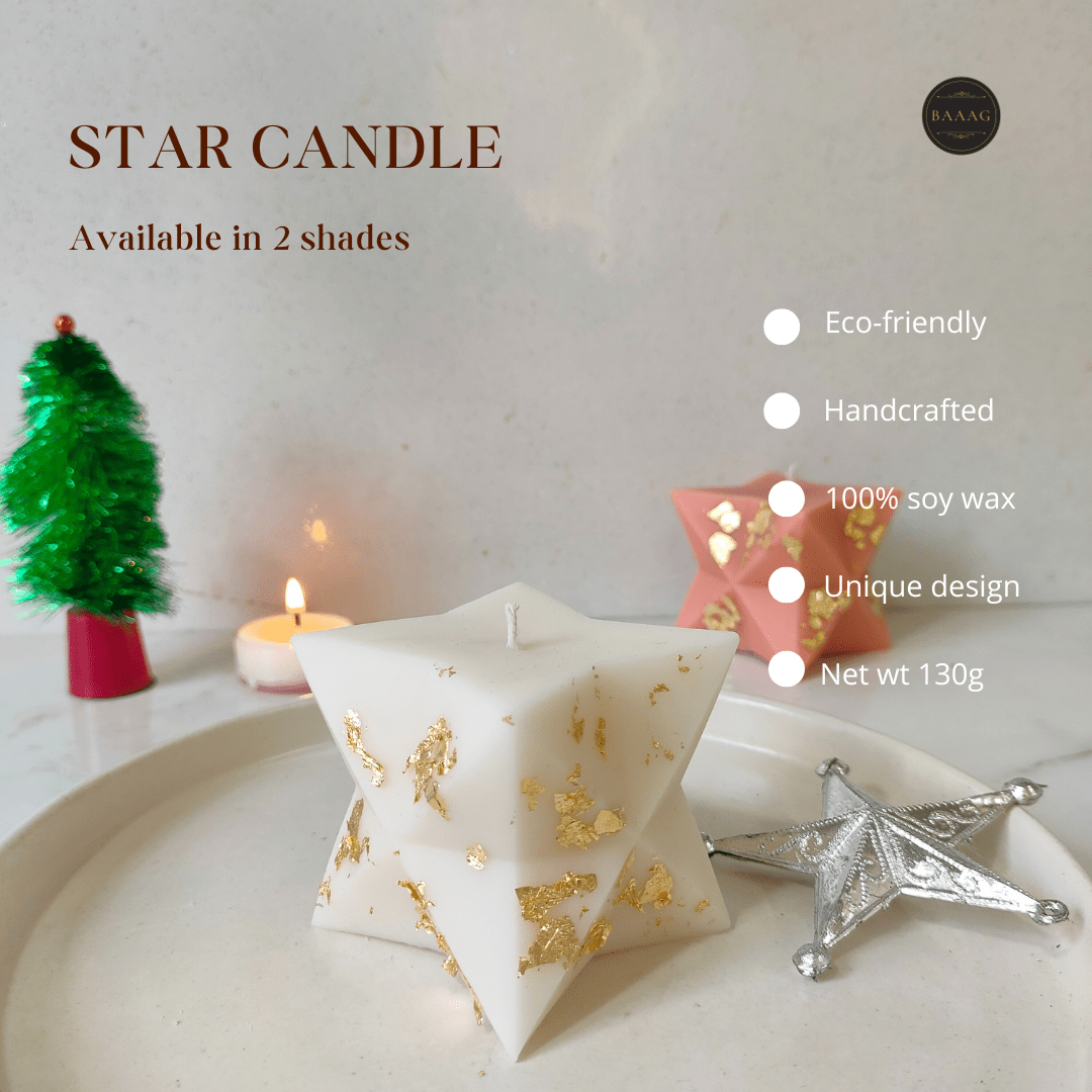 Star Shaped Soy Wax | Hand - Poured Christmas Decorative Candle – Candles & Fragrances on Brown Living™. SKU: BW001-BW003. Img 7.
