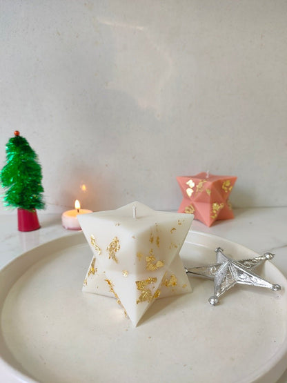 Star Shaped Soy Wax | Hand - Poured Christmas Decorative Candle – Candles & Fragrances on Brown Living™. SKU: BW001-BW003. Img 4.
