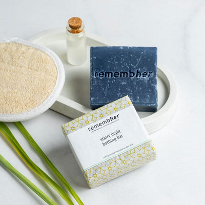 Starry Night Lemongrass Bathing Bar – Natural Soap for Dry & Sensitive – Body Soap on Brown Living™. SKU: STNBB003. Img 3.