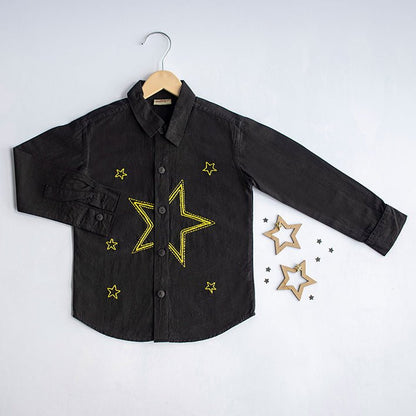 Stars Party Embroidered 100% Organic Cotton - Black | Verified Sustainable by Brown Living™