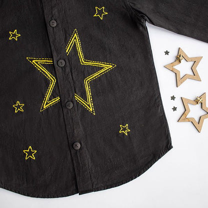 Stars Party Embroidered 100% Organic Cotton - Black | Verified Sustainable by Brown Living™