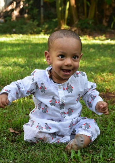 Stary Penguin - Unisex Infant Cotton Nightwear – Kids Onesies on Brown Living™. SKU: MITHIC - 0623046. Img 4.