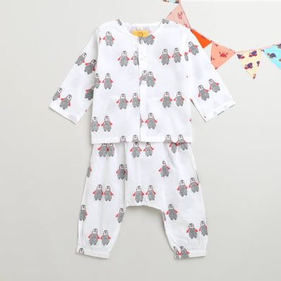 Stary Penguin - Unisex Infant Cotton Nightwear – Kids Onesies on Brown Living™. SKU: MITHIC - 0623046. Img 1.