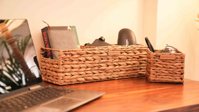 Stationery Organizer for Desk | Multi - Compartment Office Storage – Trays & Platters on Brown Living™. SKU: 209SW. Img 1.