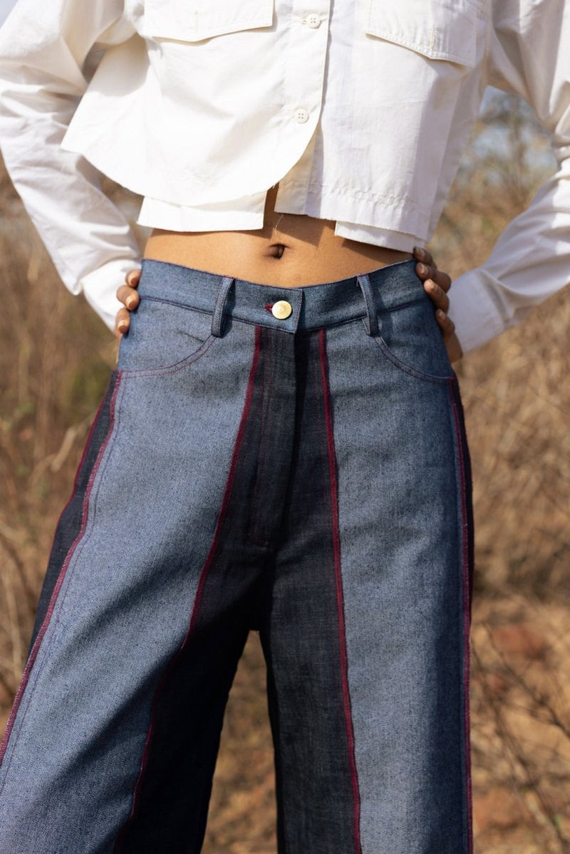 Steffie Flared Upcycled Denim Pants | Verified Sustainable Womens Pants on Brown Living™