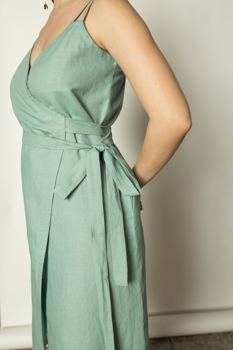 Strappy Wrap-Around Cotton Midi | Verified Sustainable Womens Dress on Brown Living™