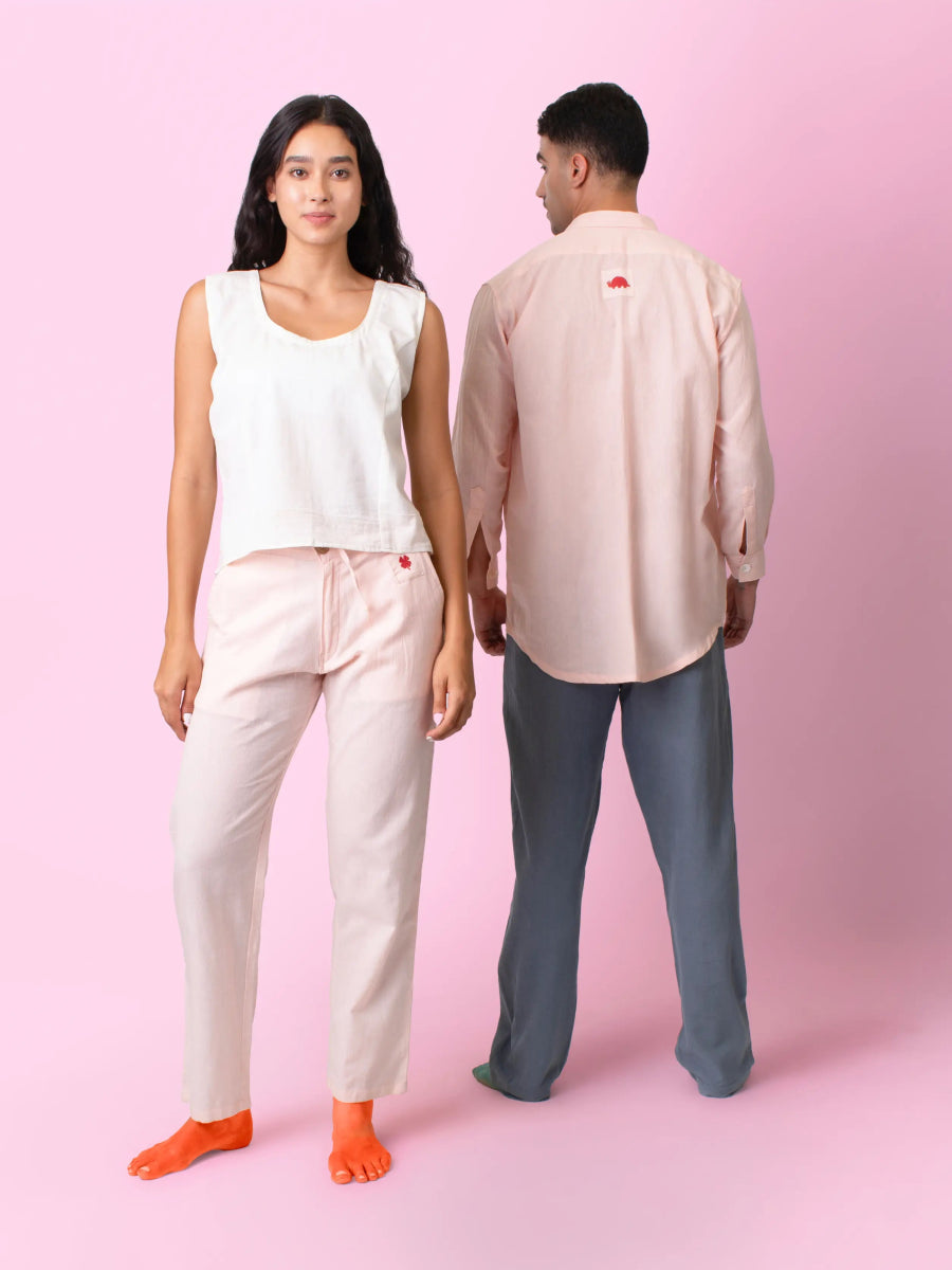Stride – Organic Cotton Linen Everyday Pants – Mens Pants by Phuhar's available on Brown Living™. Pink Xs. SKU: pH0211. Img 13.