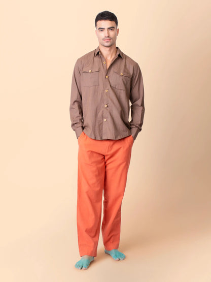 Stride – Organic Cotton Linen Everyday Pants – Mens Pants by Phuhar's available on Brown Living™. Rust Xs. SKU: pH0161. Img 5.