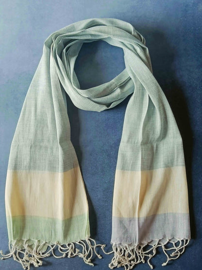 Striped Hemp Fabric Unisex Stole - Green & Yellow | Verified Sustainable by Brown Living™