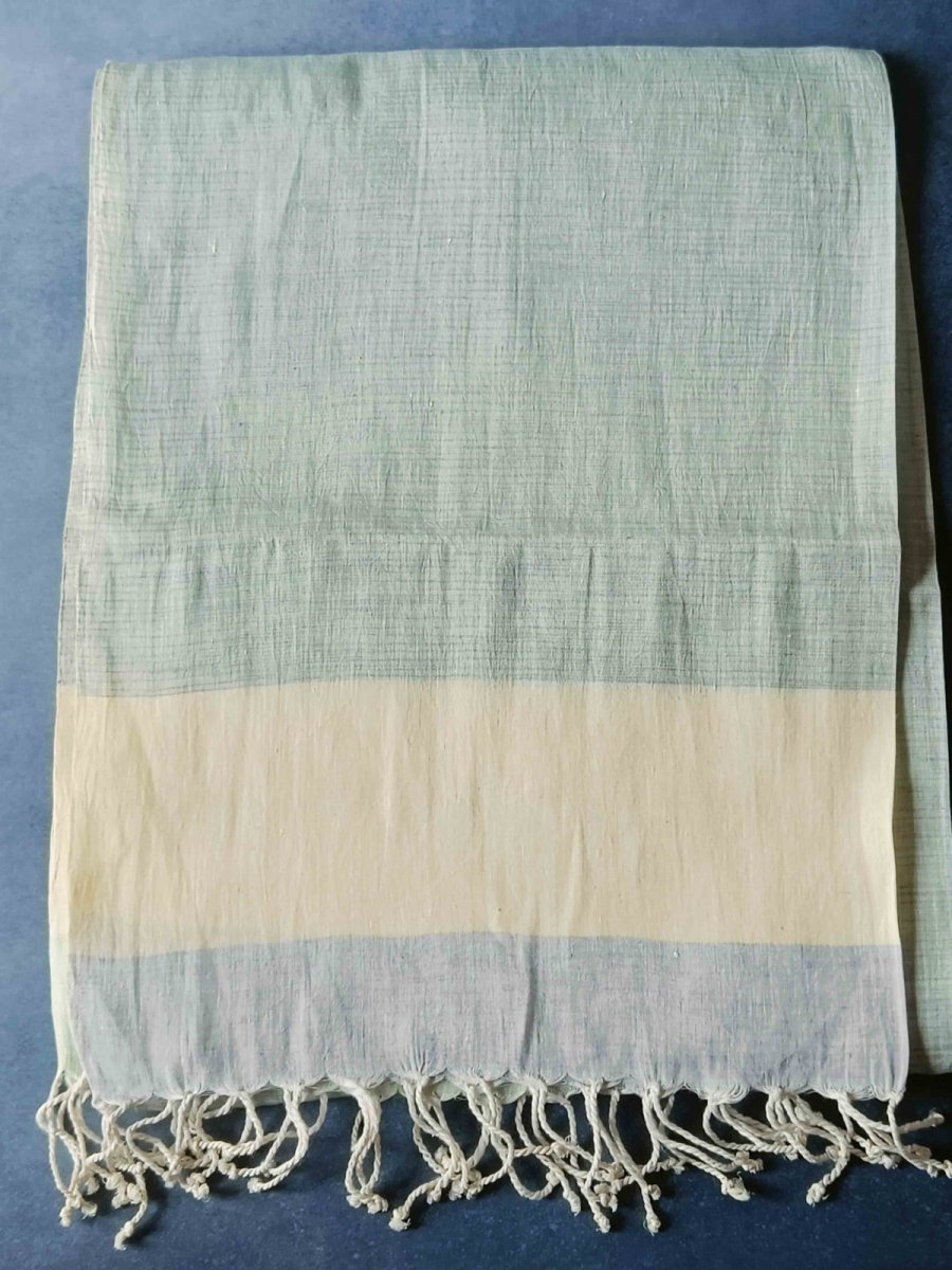 Striped Hemp Fabric Unisex Stole - Green & Yellow | Verified Sustainable by Brown Living™