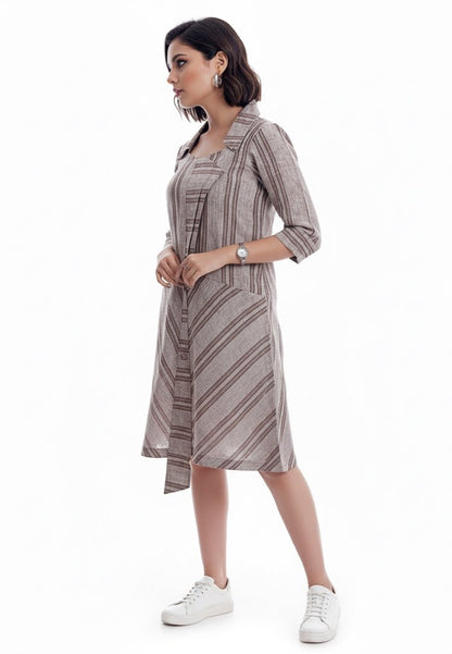Striped Linen Dress – Lightweight & Comfortable Summer Dress for Women – Womens Dress on Brown Living™. SKU: KD12020. Img 3.