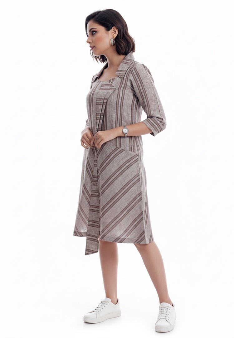 Striped Linen Dress – Lightweight & Comfortable Summer Dress for Women – Womens Dress on Brown Living™. SKU: KD12020. Img 3.