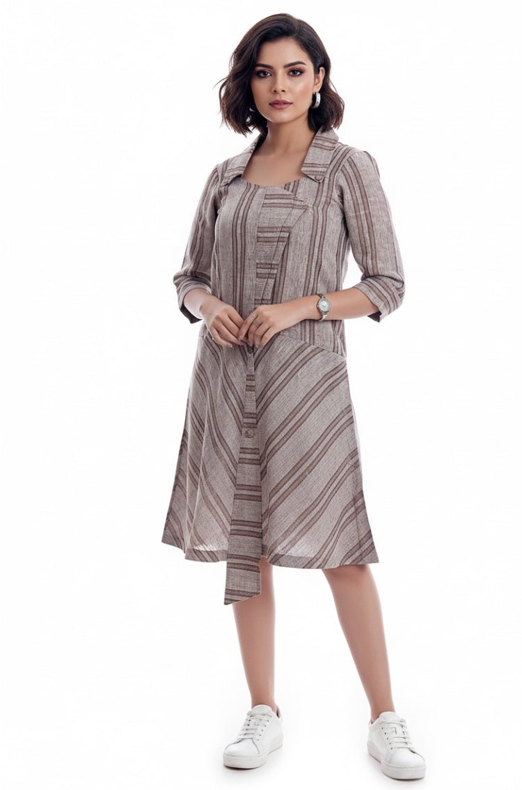 Striped Linen Dress – Lightweight & Comfortable Summer Dress for Women – Womens Dress on Brown Living™. SKU: KD12020. Img 2.