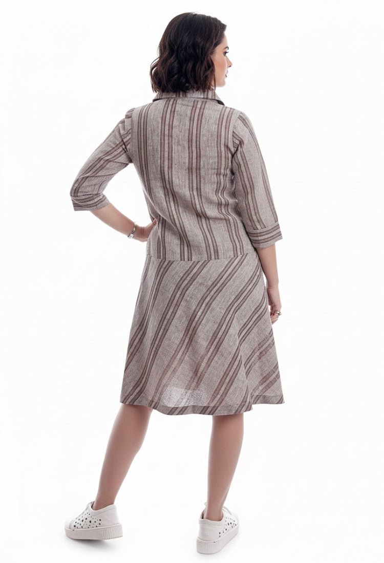 Striped Linen Dress – Lightweight & Comfortable Summer Dress for Women – Womens Dress on Brown Living™. SKU: KD12020. Img 4.