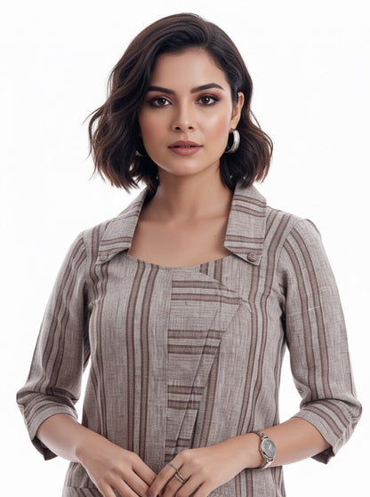 Striped Linen Dress – Lightweight & Comfortable Summer Dress for Women – Womens Dress on Brown Living™. SKU: KD12020. Img 5.