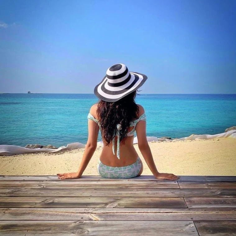 Stripes Floppy Hat For Women | Wide Brim Summer & Beach Hat – Womens Hat on Brown Living™. SKU: MBNL003001. Img 2.