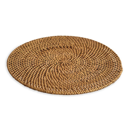 Stylish Dining Flora Rattan Table Placemat (Set of 1) – Table Linens on Brown Living™. SKU: FloraPlacematGrey. Img 2.