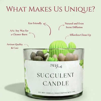 Succulent Scented Candle - Fresh Green Fragrance Home Decor – Candles & Fragrances on Brown Living™. SKU: SS-08. Img 3.