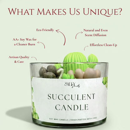 Succulent Scented Candle - Fresh Green Fragrance Home Decor – Candles & Fragrances on Brown Living™. SKU: SS-08. Img 3.