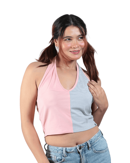 Sugar & Spice Halter Cotton Crop Top – Womens Top on Brown Living™. SKU: 007CROPPINK-GREYXS. Img 4.
