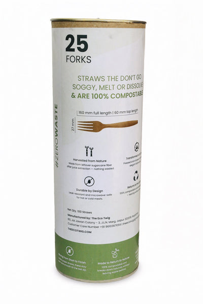 Sugarcane Fork Set |16cm Eco Friendly Disposable Cutlery | 35 Pieces – Cutlery on Brown Living™. SKU: TET_SF_27M_35. Img 5.