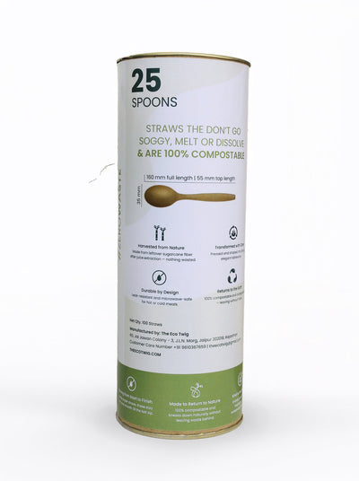 Sugarcane Spoons Set |16cm Eco Friendly Disposable Cutlery | 35 Pieces – Cutlery on Brown Living™. SKU: TET_SS_35M_35. Img 6.