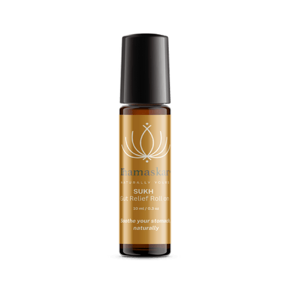 Sukh Gut Relief Roll On | Ayurvedic Digestive Support – Body Oil on Brown Living™. SKU: NPACK01_Packof100. Img 4.