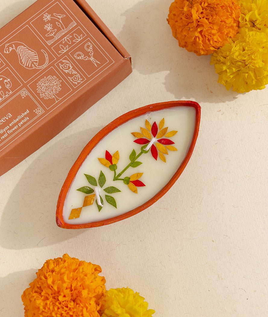 Summer Dance Big Boat Diya Pack Of 6 | Diwali Festive Diyas – Candles & Fragrances on Brown Living™. SKU: Gul_Diwali_26_007. Img 2.