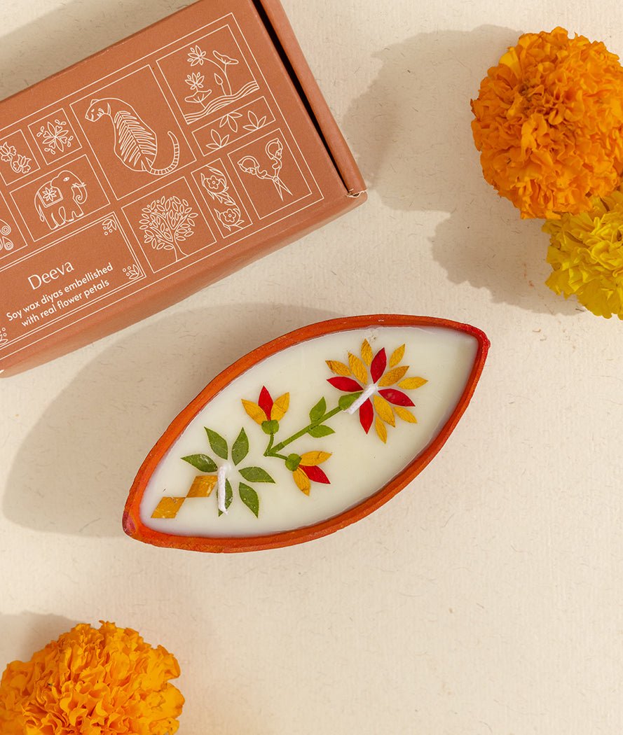 Summer Dance Big Boat Diya Pack Of 6 | Diwali Festive Diyas – Candles & Fragrances on Brown Living™. SKU: Gul_Diwali_26_007. Img 3.