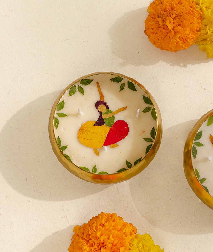 Summer Dance Noor Candles Set Of 2 | Diwali Festive Candles – Candles & Fragrances on Brown Living™. SKU: Gul_Diwali_26_012. Img 2.