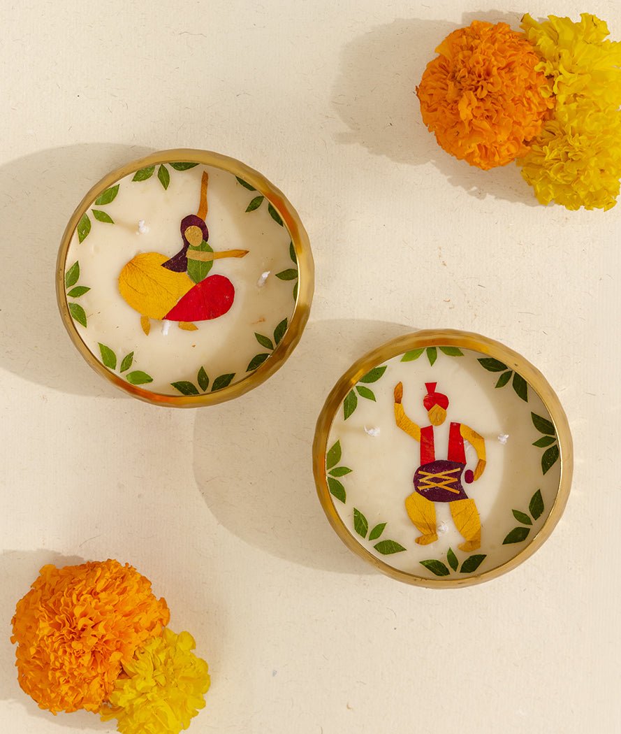 Summer Dance Noor Candles Set Of 2 | Diwali Festive Candles – Candles & Fragrances on Brown Living™. SKU: Gul_Diwali_26_012. Img 1.