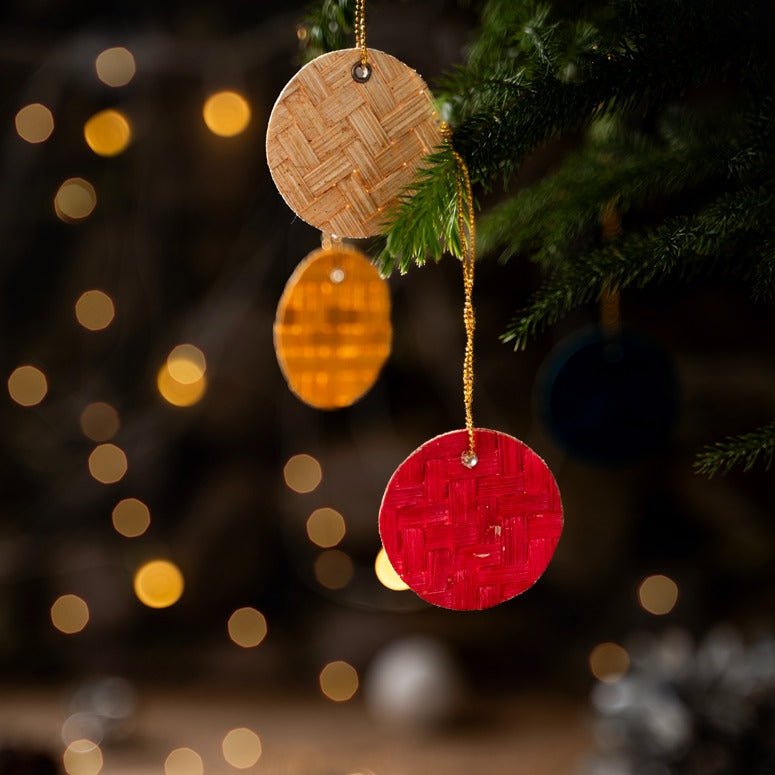 Sun & The Moon Hanging (Set of 5) – Handmade Bamboo Christmas Ornament – Home Decor on Brown Living™. SKU: OBDE-556. Img 2.