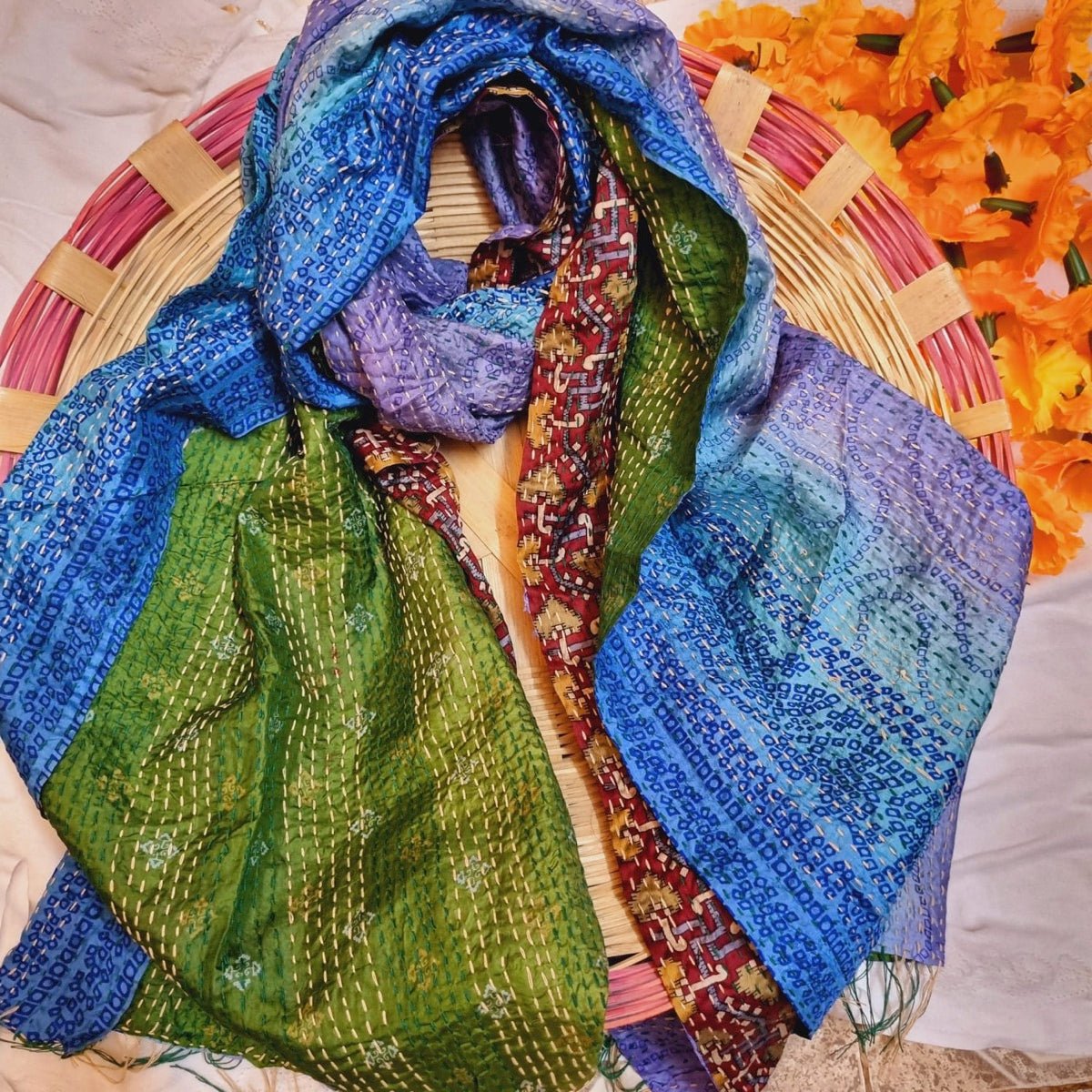 Sundar Kantha Dupatta - | Verified Sustainable by Brown Living™