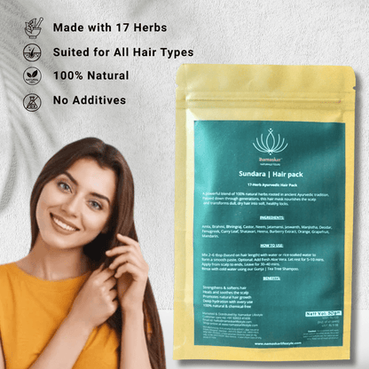 Sundara Hair Pack | Natural Ayurvedic Blend For Strong & Healthy Hair – Hair Mask on Brown Living™. SKU: DIY-SKI-12-NAM. Img 3.