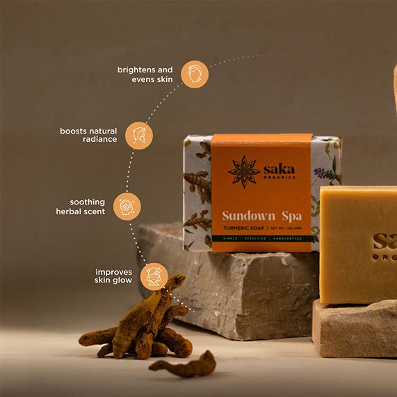 Sundown Spa | Handmade Turmeric Soap with Mild Exfoliation (120gm) | Verified Sustainable Body Soap on Brown Living™