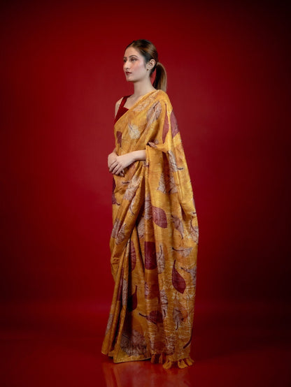 Sunehri Silk Sari – Handwoven Traditional Pure Silk Sari – Womens Saree on Brown Living™. SKU: sarisuneh. Img 3.