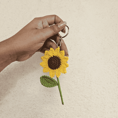 Sunflower Bloom Crochet Keychain – Travel Accessories on Brown Living™. SKU: WTSBK3. Img 3.