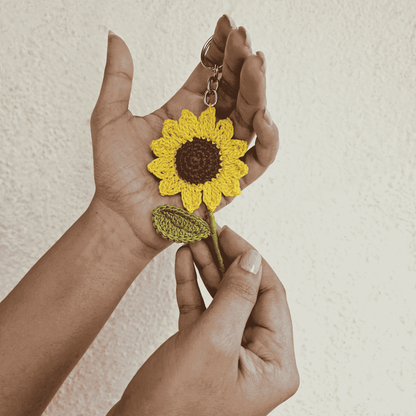 Sunflower Bloom Keychain – Gift by Wishing Treasure available on Brown Living™. . SKU: WTSBK3. Img 1.