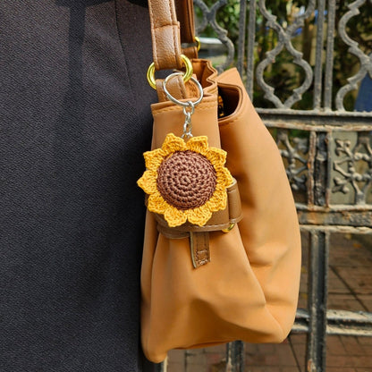 Sunflower Keychain - Adorable Crochet Gift Idea – Gift by Wishing Treasure available on Brown Living™. . SKU: WTSK1. Img 1.