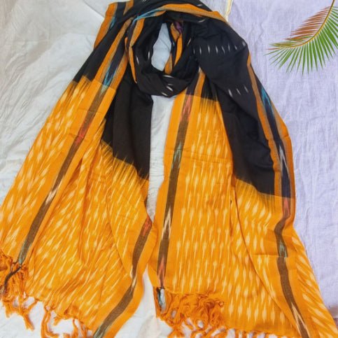 Sunlight Ikat Pochampally Cotton Dupatta | Verified Sustainable by Brown Living™