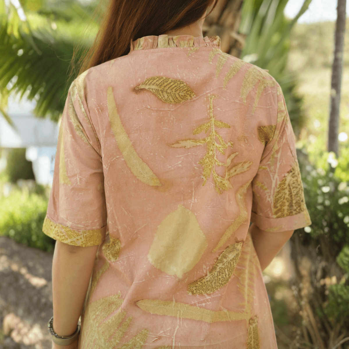 Sunlit Memories Eco - Printed Dress for Women | Handcrafted Cotton – Womens Dress on Brown Living™. SKU: AAYU-00131. Img 5.
