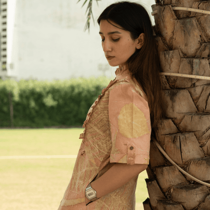 Sunlit Memories Eco - Printed Dress for Women | Handcrafted Cotton – Womens Dress on Brown Living™. SKU: AAYU-00131. Img 3.