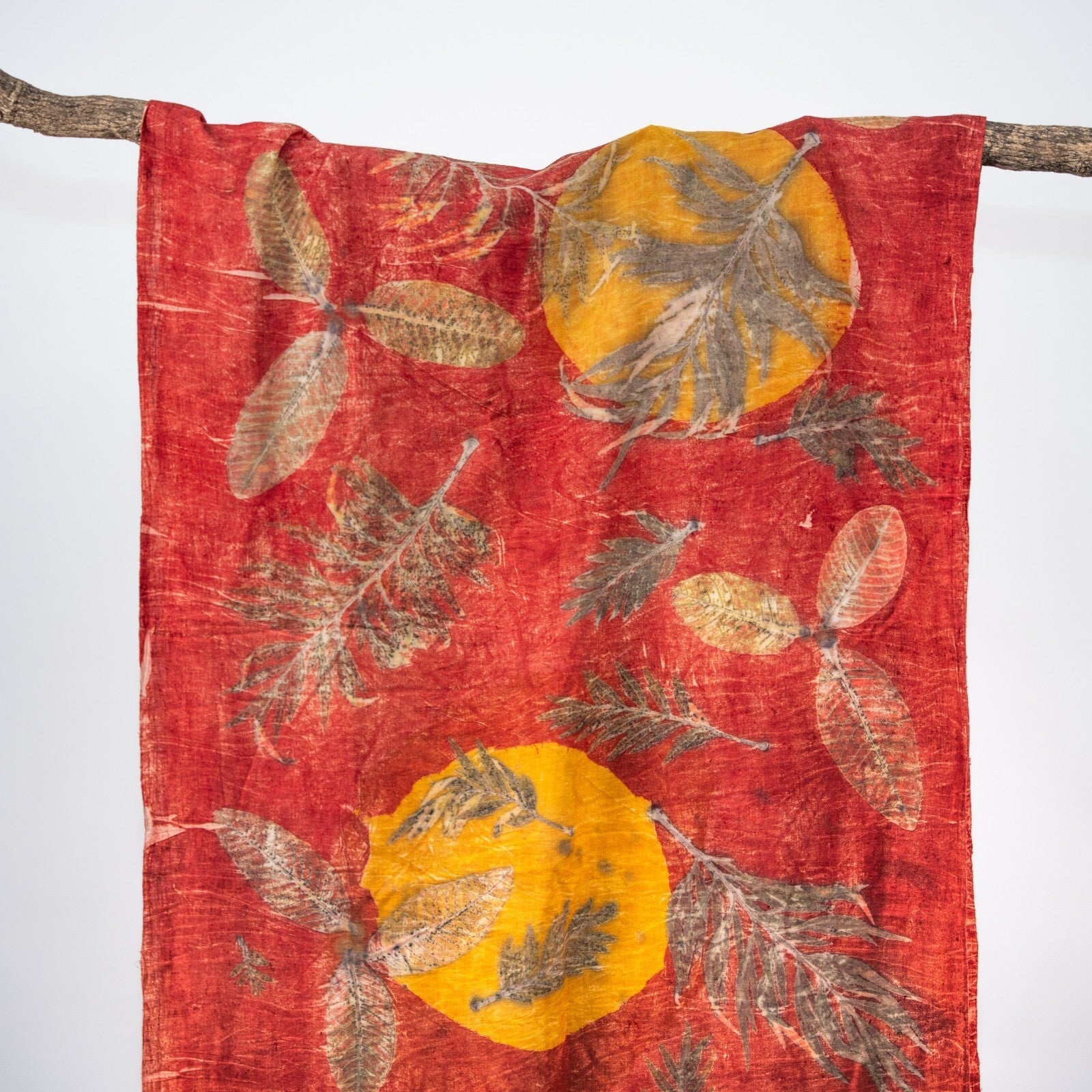 Sunset Eri Silk Scarf – Handcrafted Natural Silk Stole – Womens Scarf on Brown Living™. SKU: scarfsunset. Img 4.